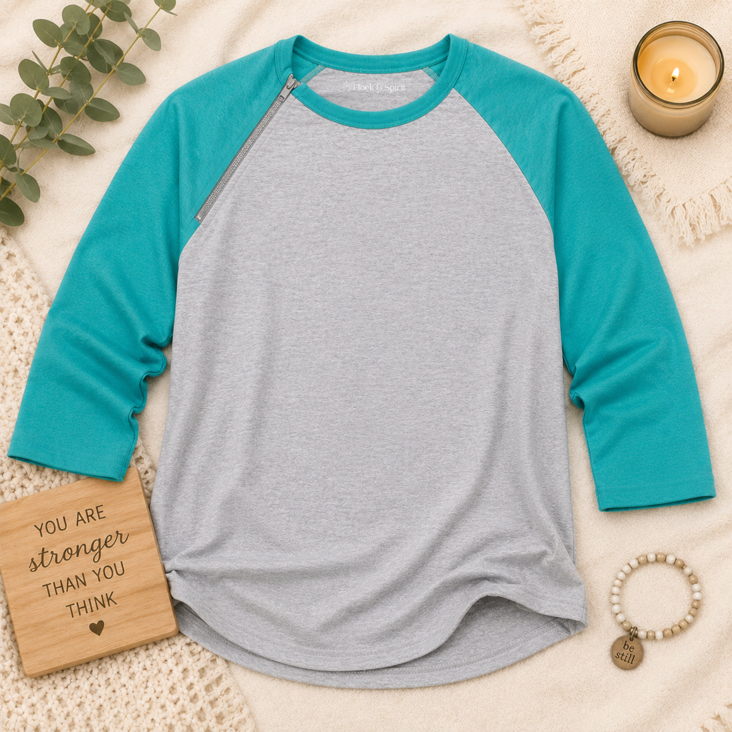 Aqua Signature Raglan | Chemo Port Access Shirt