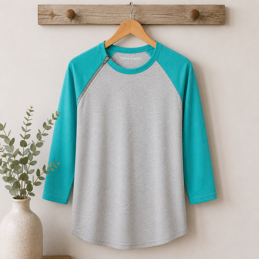 Aqua Signature Raglan | Chemo Port Access Shirt