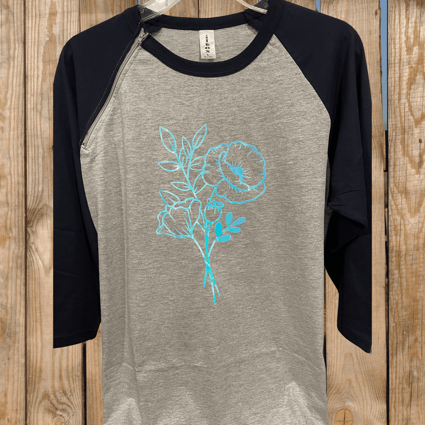Birth Flower Bloom Port Access Shirt Navy Zipped