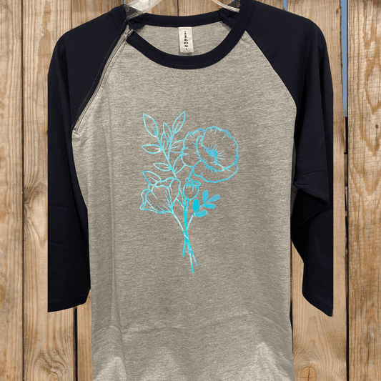Birth Flower Bloom Port Access Shirt Navy Zipped