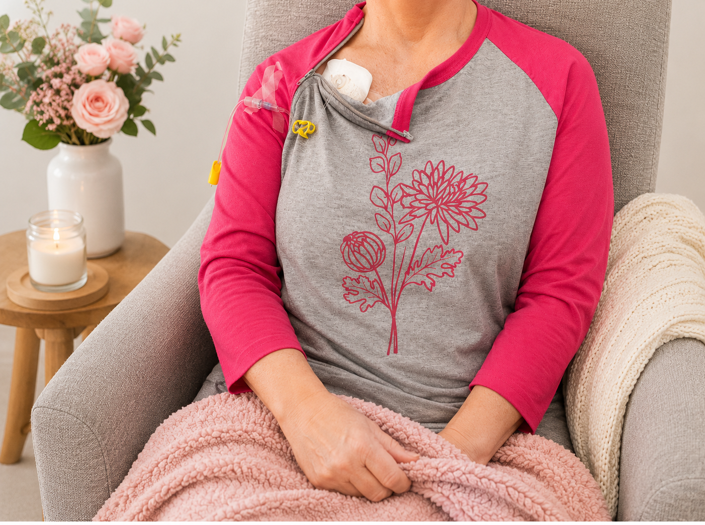 Birth Flower Collection | Chemo Port Access Shirt
