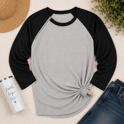 Black Signature Raglan | Chemo Port Access Shirt