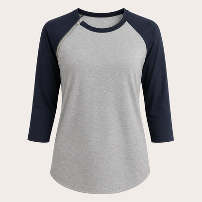 Navy Blue Signature Raglan | Chemo Port Access Shirt