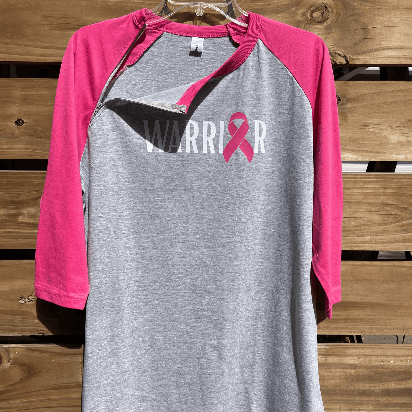Warrior Pink Raglan Port Access Shirt Unzipped